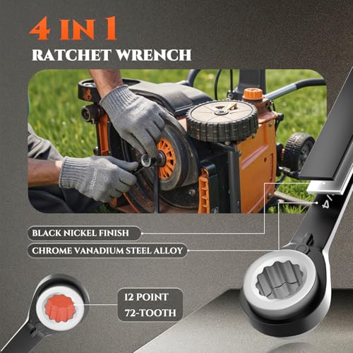 SUZUME 4 in 1 Reversible Double Box End Ratcheting Wrench set 3PCS SAE - size: SAE