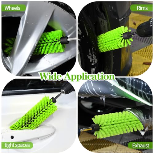 1 Pack Drill Brush for Car Wheel and Bottle(Green) - color: 1 Pack Green