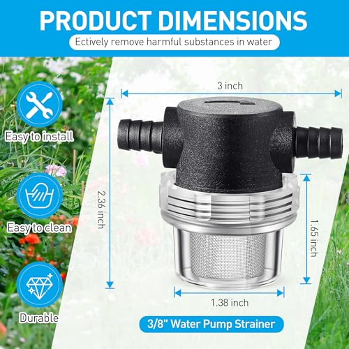 1 Piece Water Pump Strainer 3/8 ID Hose Barb with Mesh Filter Screen