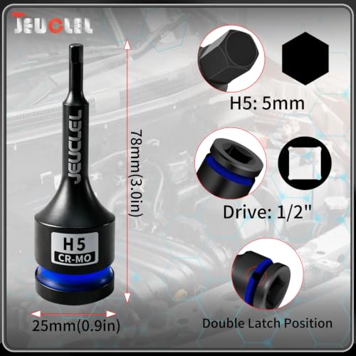 5mm Hex Impact Bit Socket, H5 1/2" Drive Allen Socket, Cr-Mo Steel - size: 1PC | H5 5MM
