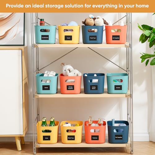 Plastic Storage Bins with Lid, Stackable Storage Containers for Organizing, Decorative Storage Baskets for Shelves Living Room Playroom Classroom Office (Small (8 PCS)) - color: Small (8 PCS)