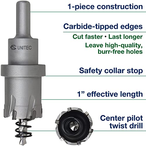 CS Unitec 1-1-138 1-3/16" x 1" TCT Tungsten Carbide-Tipped Hole Saw for Hand-Held Drills - size: 1-3/16" x 1"