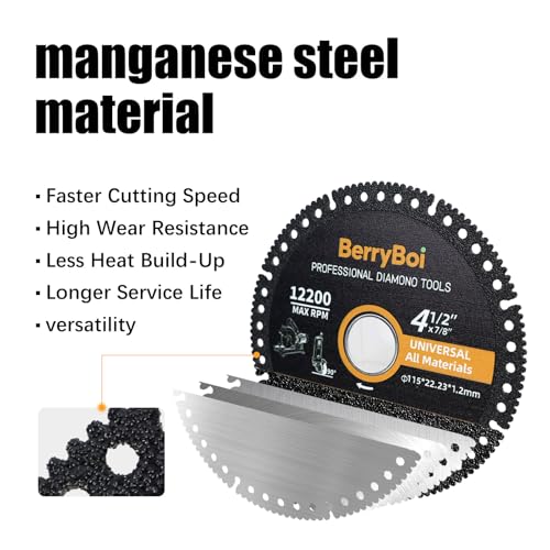 4-1/2 Multi Purpose Diamond Cut Off Wheel, 115mm Cutting Disc, 3 Pack - size: 4"×1/2"