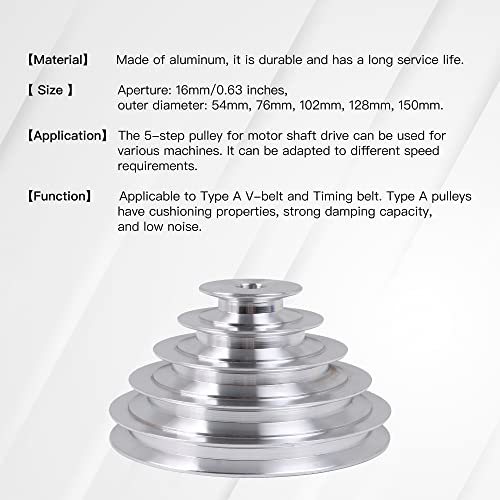 5 Stepped Pulley 25mm Bore | Aluminum Cone Pulley | 5mm Keywayed - size: 25MM BORE