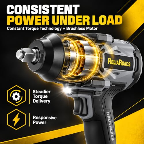1/2" Cordless Impact Wrench, 900 ft-lbs, Compatible with DeWalt 20V Battery - color: Black