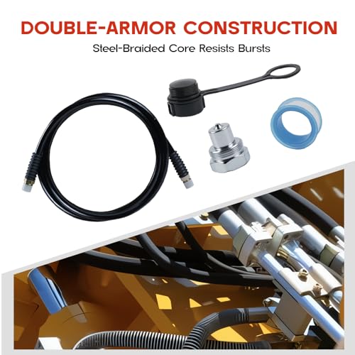6' 10000PSI High Pressure Hydraulic Hose Assembly, 1/4" Inner Diameter, 3/8" NPTF Male Thread Ends, CH-604 Quick Connect Coupler, for Hydraulic Pumps, Hydraulic Jacks and Hydraulic Cylinders