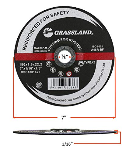 HARRI ABRASIVES Thin Cutting Disc, Stainless Steel Freehand Cut-Off Wheel - Depressed Center - 7" x 1/16" x 7/8" - T42 (Pack of 10) - style: Depressed Center - T42