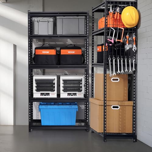 VEVOR Storage Shelves, 2000 lbs, 5 Tier Heavy Duty Garage Shelving, 16" D x 36" W x 72" H Adjustable Metal Shelves for Industrial Shelving Unit Utility Shelf, for Kitchen, Warehouse, Basement, Black - color: Black, size: 16" D x 36" W x 72" H