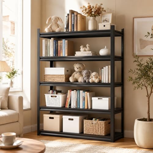 Book Shelf, Metal Bookshelf with Double-Layer Columns, Adjustable Bookcase - size: 36"Wx 18"Dx 72"H
