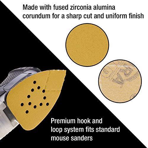 Dura-Gold Mouse Detail Sander Sandpaper Sanding Sheets, 12 Hole, 400 Grit - size: 400-Grit
