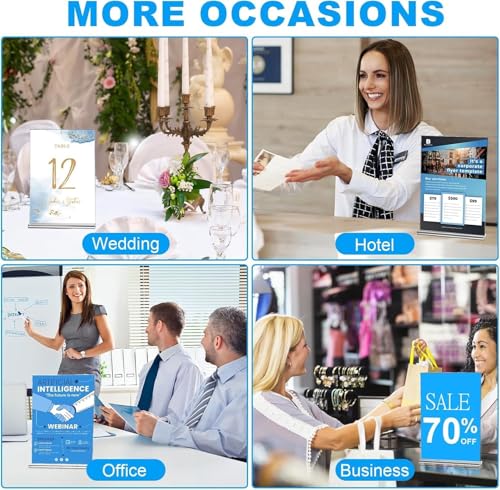 EHWINE 10 Pack Acrylic Sign Holder 5.5 x 8.5, Double Sided Picture Frame Stand up Table Top Sign Holders, Clear Display Stand Menu Flyer Holder for Wedding Party