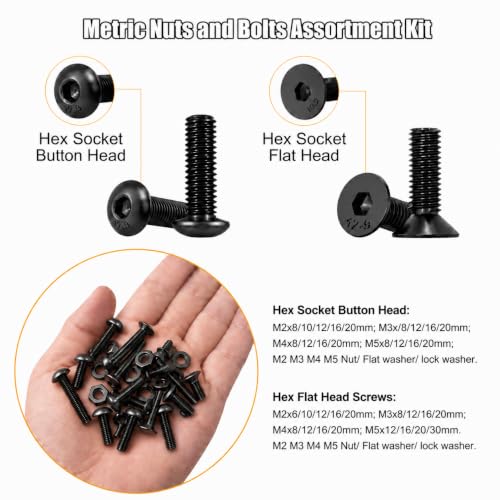 ZTF 4065pcs Metric Screw Assortment Kit,M2 M3 M4 M5 Assorted Screws - size: Flat+Button Head 4005Pcs