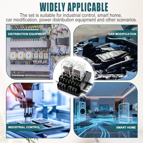 mxuteuk 2pcs HH54P AC 110V/120V Coil 14 Pin 3A 4PDT LED Indicator Electromagnetic Power Relay, with Base, with DIN Rail Slotted Aluminum - color: Black-14Pin-3A&Base, size: AC 110V