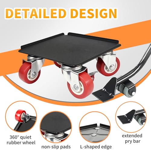Furniture Dolly Set 5 Wheels with 360° Wheels and Wheels Lockable Brakes, 1400LBS Furniture Movers for Home Office Furniture Appliances Labor Easing Mover