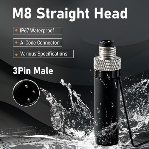 10Pcs M8 4Pin Male Industrial Aviation Connector (A-Code) Waterproof, Sensor Plug Field-Assemblable 8mm Circular Socket Panels Adapter IP67 - size: M8-4PIN, style: Male-Straight