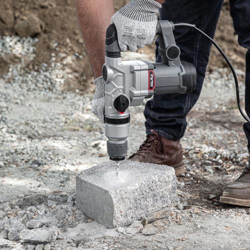 XtremepowerUS 1200W Electric Rotary Hammer SDS Plus Drill Swivel Adjustable Handle Drilling With Flat Chisels, Point Chisels and 3 Drill Bits Carrying Case - size: 1200W