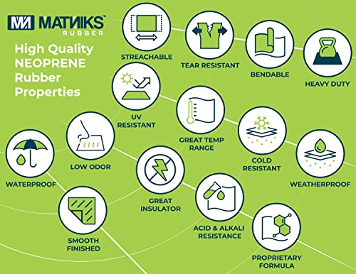 MATNIKS Rubber Sheets, Black, (Pack of 3) 6x6-Inch by 1/8 (+/-10%) Duro A60. Neoprene, Plumbing, Gaskets DIY Material, Supports, Leveling, Sealing, Bumpers, Protection, Abrasion, Flooring