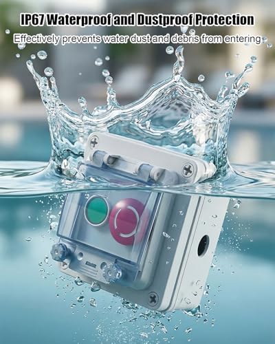 660V Push Button Switch Box Red Emergency Stop Green Start IP67 - size: Green Start + Red Emergency Stop