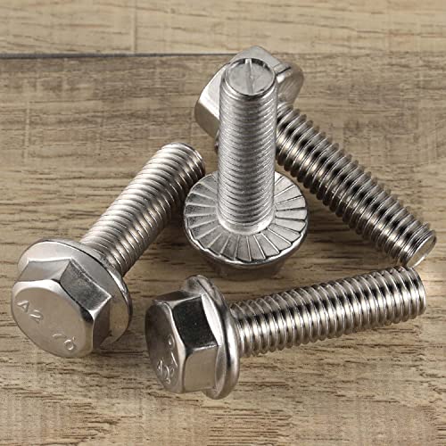 5/16-18 x 3/4" Flange Hex Head Bolts, Stainless Steel 304, Fully Threaded, 25 PCS - color: Silver, size: 5/16-18 x 3/4"