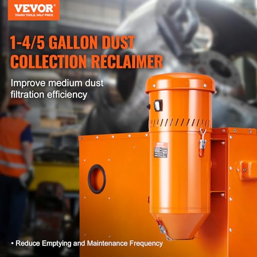 Dust Collection System: 1.6-HP Dust Collector Media Reclaimer with 1.8 Gallon Capacity - Universal Fit for Sandblaster Cabinets and Media Blasters - size: 1.8 Gallon