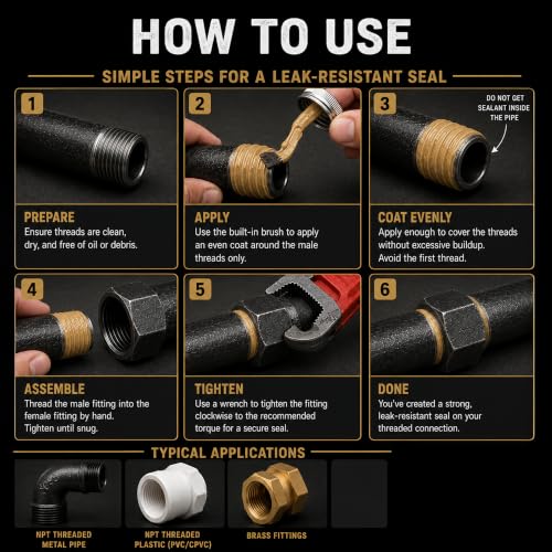 SUPPLYGIANT Gold Thread Sealant 16 oz Pipe Thread Compound with NSF Certification Non Toxic Formula Industrial Grit - size: 16 Ounces