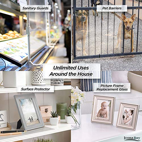 Icona Bay PET Plexiglass, Thin & Flexible Plastic Sheets (8x10 x 0.03 inch, Clear, 2 Pack), Easy to Cut for DIY Art Projects, Picture Frame Replacement Glass, PET Sheeting is Pliable Unlike Acrylic - size: 8x10