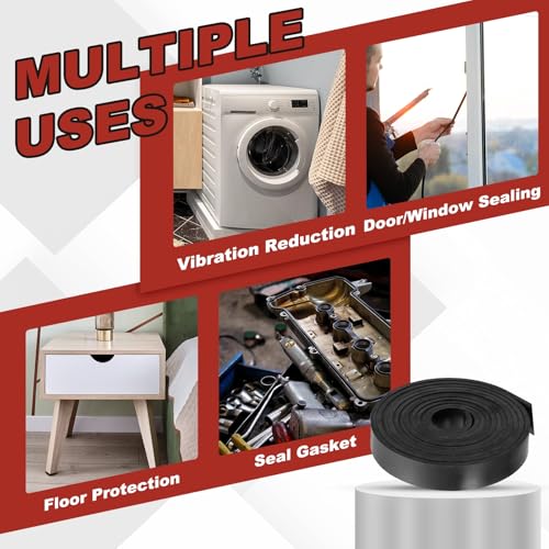PATIKIL Neoprene Rubber Strips 1" Wide x 1/8" Thick x 10' Long, Solid Rubber Roll Pad Insulation for DIY Gasket Material, Sealing, Liner, Padding, Mat - size: 1" x 1/8" x 10'