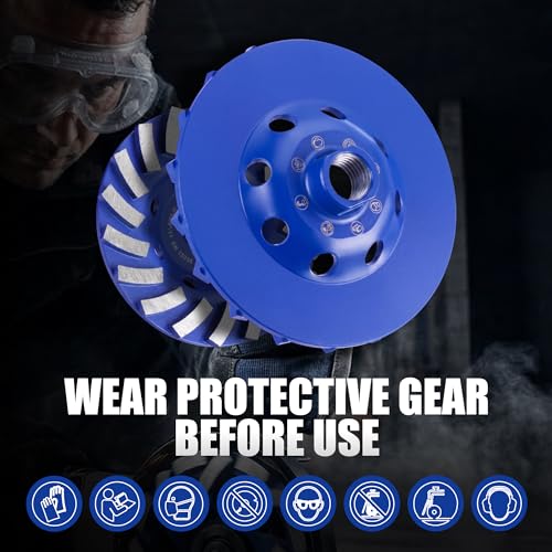 WORKPRO 4.5" Spiral Turbo Diamond Grinding Cup Wheel for Concrete - size: 4.5INCH(Single Row)