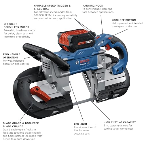 BOSCH GCB18V-5B26 18V 5 In. Deep Cut Band Saw Kit - style: w/ (2) 18V 6 Ah Batteries