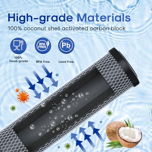 ICEPURE 1 Micron 2.5" x 10" Whole House CTO Carbon Sediment Water Filter Cartridge Compatible with DuPont WFPFC8002, WFPFC9001, SCWH-5, WHCF-WHWC, WHCF-WHWC, FXWTC, CBC-10, RO Unit, Pack of 2 - size: 2 Count (Pack of 1), style: Activated Carbon