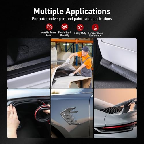 3M Automotive Acrylic Plus Tape, 0.55" x 18Ft, PT1100, Dark Gray - size: 0.55" x 18Ft