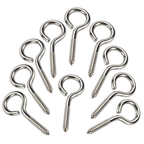 4-7/8 Inch Screw Eye Hooks, Heavy Duty Eye Bolt, Silver, 10 Pack - size: 3/8 in x 4-7/8 in
