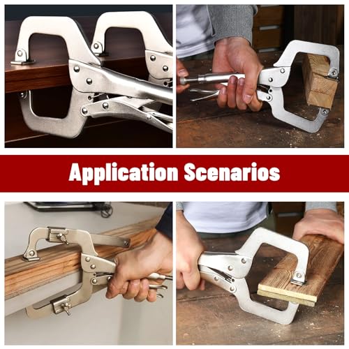 findmall 11 Inch Locking C-Clamp 5Pack Locking Pliers Adjustable Welding Clamps Vise W/Regular Tip and Swivel Pad for Shop Home Farm and Automotive - size: 11 in
