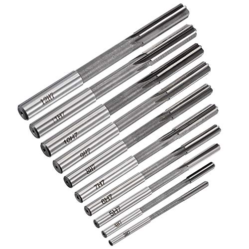 uxcell Chucking Reamer Set Lathe Machine Reamer Straight Flute Milling Cutter High Speed Steel H7 Tolerance (3mm 4mm 5mm 6mm 7mm 8mm 9mm 10mm 11mm 12mm) 10pcs - style: H7
