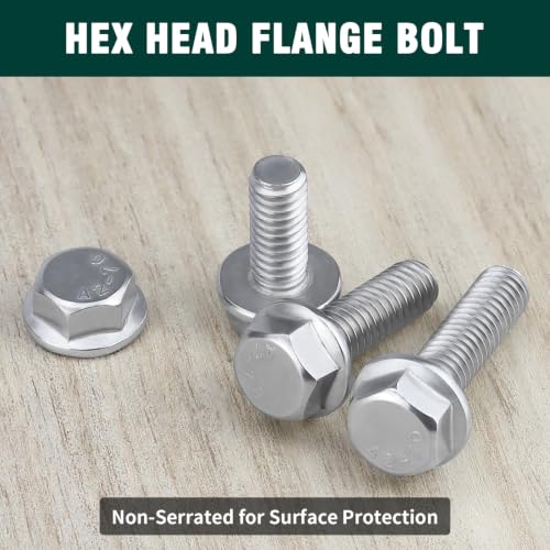 EASTLO 5/16-18 x 1-1/4" Flange Hex Bolts & Nylon Lock Nuts, 304 Stainless - size: 5/16-18 x 1-1/4