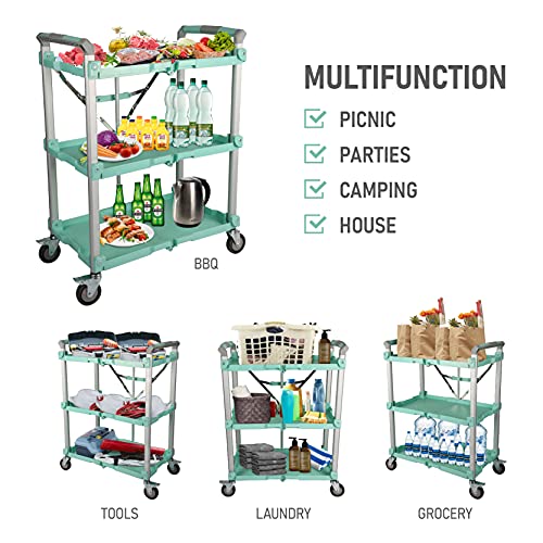 Olympia Tools 89-353 Pack N Roll Collapsible Service Cart, XL, 300LB Capacity, Teal - color: Teal, size: 300LB