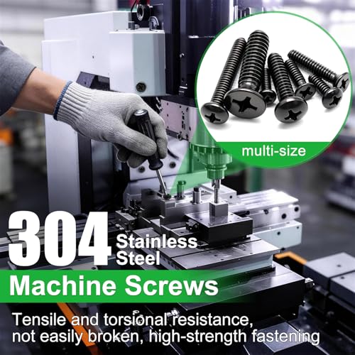 Twidec/1281PCS Nuts and Bolts Assortment Kit,Machine Screws,Black 304 Stainless Steel Phillips Pan Head and Flat Head Screws #4-40#6-32#8-32#10-24#1/4-20 with Nuts, Bolts,Washers in the Storage Case - color: Black SS 1281PCS #4 #6 #8 #10 #1/4-20