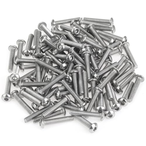105 Pieces M3 x 16mm Button Head Socket Cap Screws, Thread Pitch 0.5mm, Sutemribor M3 Screws, 304 Stainless Steel, Fully Threaded, Silver - size: M3 x 16mm, style: Button Head