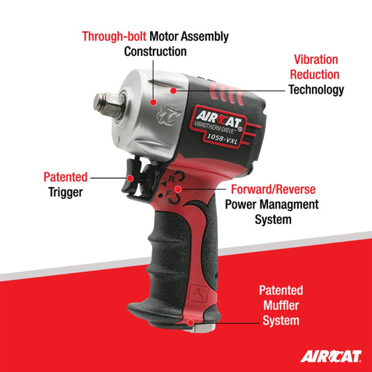 AIRCAT 1058-VXL 1/2" Vibrotherm Drive Composite Compact Impact Wrench