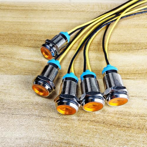 Gebildet 5pcs 10mm LED Metal Indicator Light 110V-220V AC Waterproof Signal Lamp (Yellow) - color: Yellow 110V