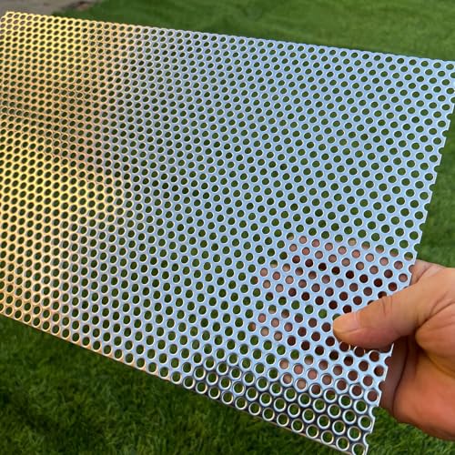 19 Gauge 16"x10" Perforated Metal Sheets Expanded Metal Mesh Opening 35% Hole 5mm 0.2"(About 1/5") Perforated Stainless Steel Sheet 304 Stainless Steel Mesh Screen Panel Decorati Plate - size: 16" X 10"