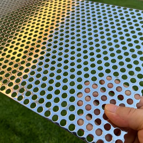 19 Gauge Perforated Metal Sheets 16"x10" Expanded Metal Mesh Opening 40% Hole 8mm 0.32"(About 1/3") Perforated Stainless Steel Sheet 304 Stainless Steel Mesh Screen Panel Decorati Plate - size: 16" X 10"