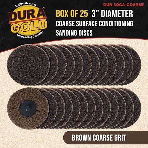 Dura-Gold 3" Surface Conditioning Discs Brown Coarse Sanding Grit Box of 25 - style: Course