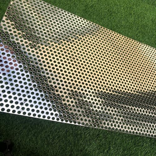 19 Gauge Perforated Metal Sheets 36"x18" Expanded Metal Mesh Opening 40% Hole 8mm 0.32"(About 1/3") Perforated Stainless Steel Sheet 304 Stainless Steel Mesh Screen Panel Decorati Plate - size: 36" X 18"