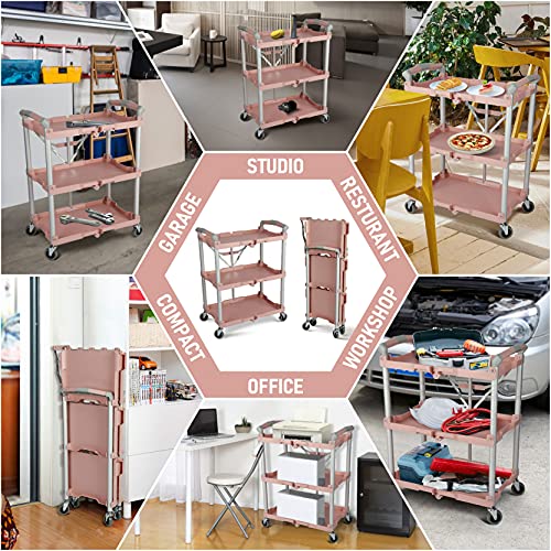 Olympia Tools 89-350 Pack-N-Roll Folding Collapsible Service Cart, 150LB Capacity, Rose - color: Rose, size: 150LB