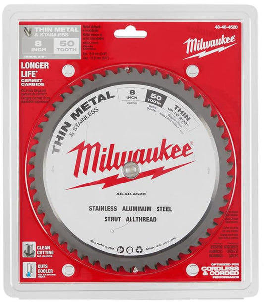 Milwaukee Electric - 8 CIRCULAR SAW METAL CUTTING 50 TEETH BLADE