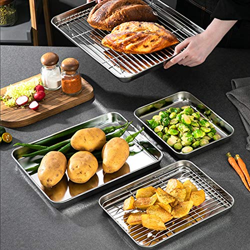 Baking Sheet Set of 2, Bastwe 18 inch Commercial Grade Stainless Steel Baking Pan, Professional Bakeware Oven Tray, Healthy & Non-toxic, Rust Free & Mirror Finish, Easy Clean & Dishwasher Safe - size: 18 inch