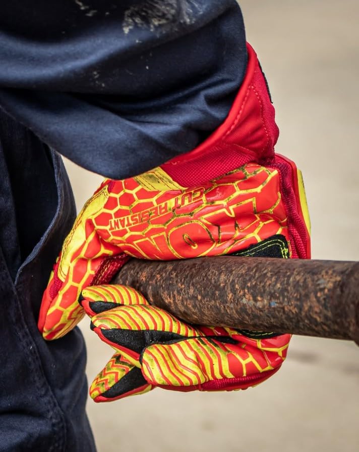 Ironclad KONG KRC5-02-S Rigger Grip Cut 5 Oil & Gas Safety Impact Gloves, Small,Red/Yellow - size: Small (Pack of 1)