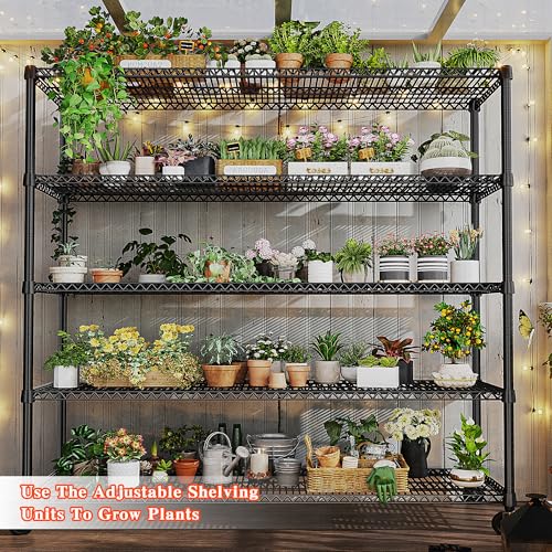 REIBII Storage Shelves 3200 LBS Capacity Wire Shelving with Wheels Heavy Duty Metal Shelf for Warehouses, Garage,Kitchens, School,Commercial Shelf, 73" H X 60" W X 18" D, 2 Pack - size: 2 Set-60''W X 18'' D X 73'' H