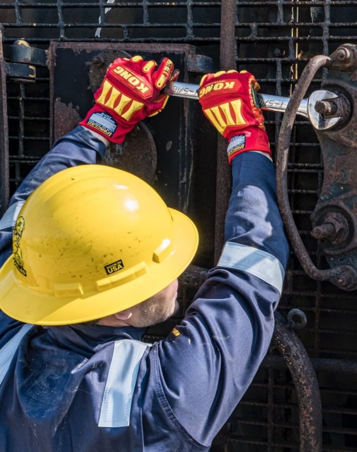 Ironclad KONG KRC5-02-S Rigger Grip Cut 5 Oil & Gas Safety Impact Gloves, Small,Red/Yellow - size: Small (Pack of 1)